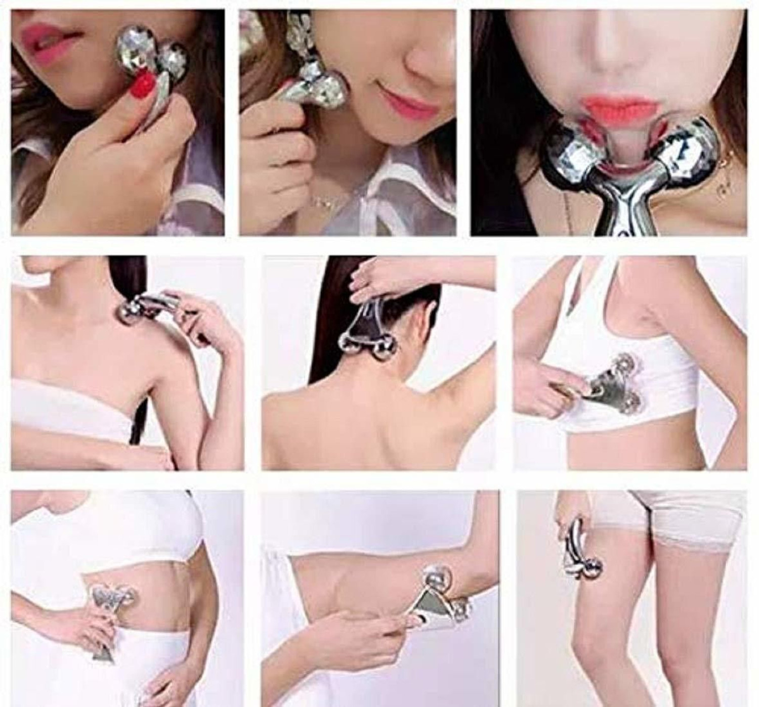 Image of GAURINANDAN 3D Face Body Massager With Ice Roller And Jade Stone Roller With Gua Sha Tools. (100 g)