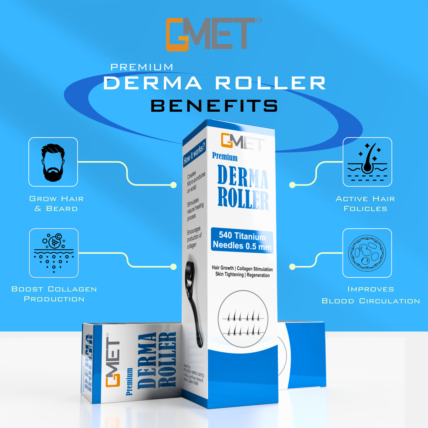 Image of scotbeauty Derma roller hair 0.5mm for Acne, Skin Hair Loss hair growth titanium roller (120 ml)