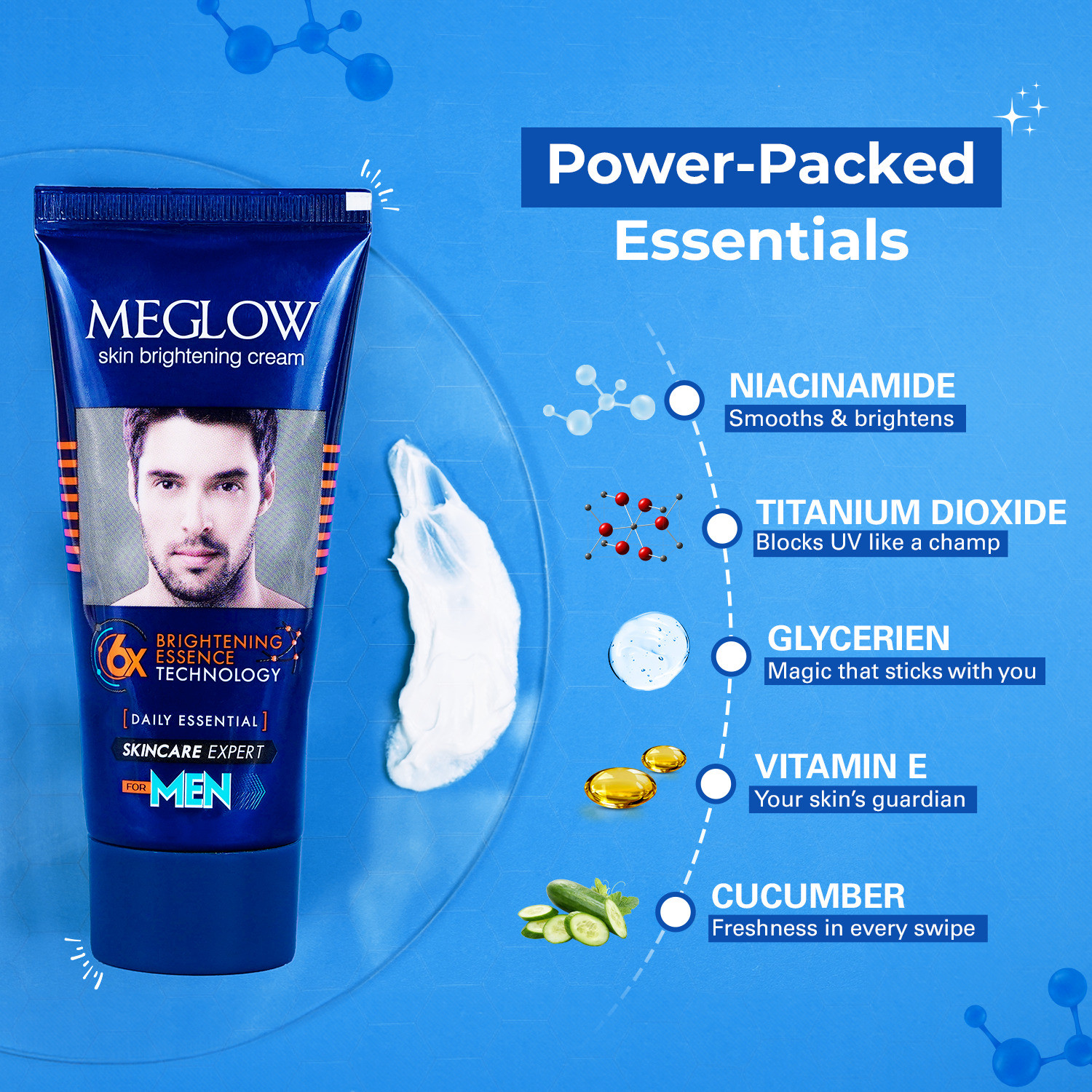 Image of meglow Skin Brightening Cream, Glycolic & Kojic Acid, Dark Spot Removal Pack of 10 (150 g)
