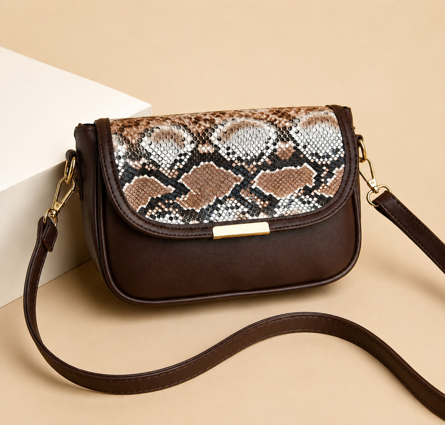 Image of RKHUB White, Brown Women Sling Bag Ivory Knot Mini Satchel
