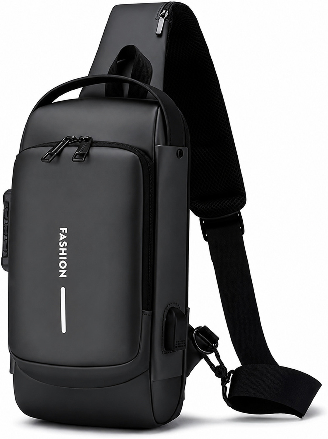HappenWell Black Men Sling Bag Sling Bag For Men Shoulder Crossbody Bag Anti-Theft For Travel with USB Charging - Image 1