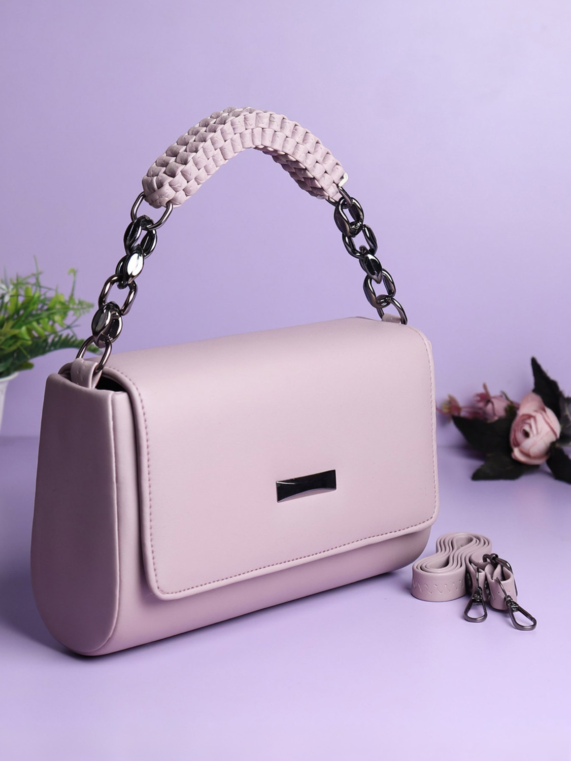 Image of RKHUB White, Brown Women Sling Bag Ivory Knot Mini Satchel