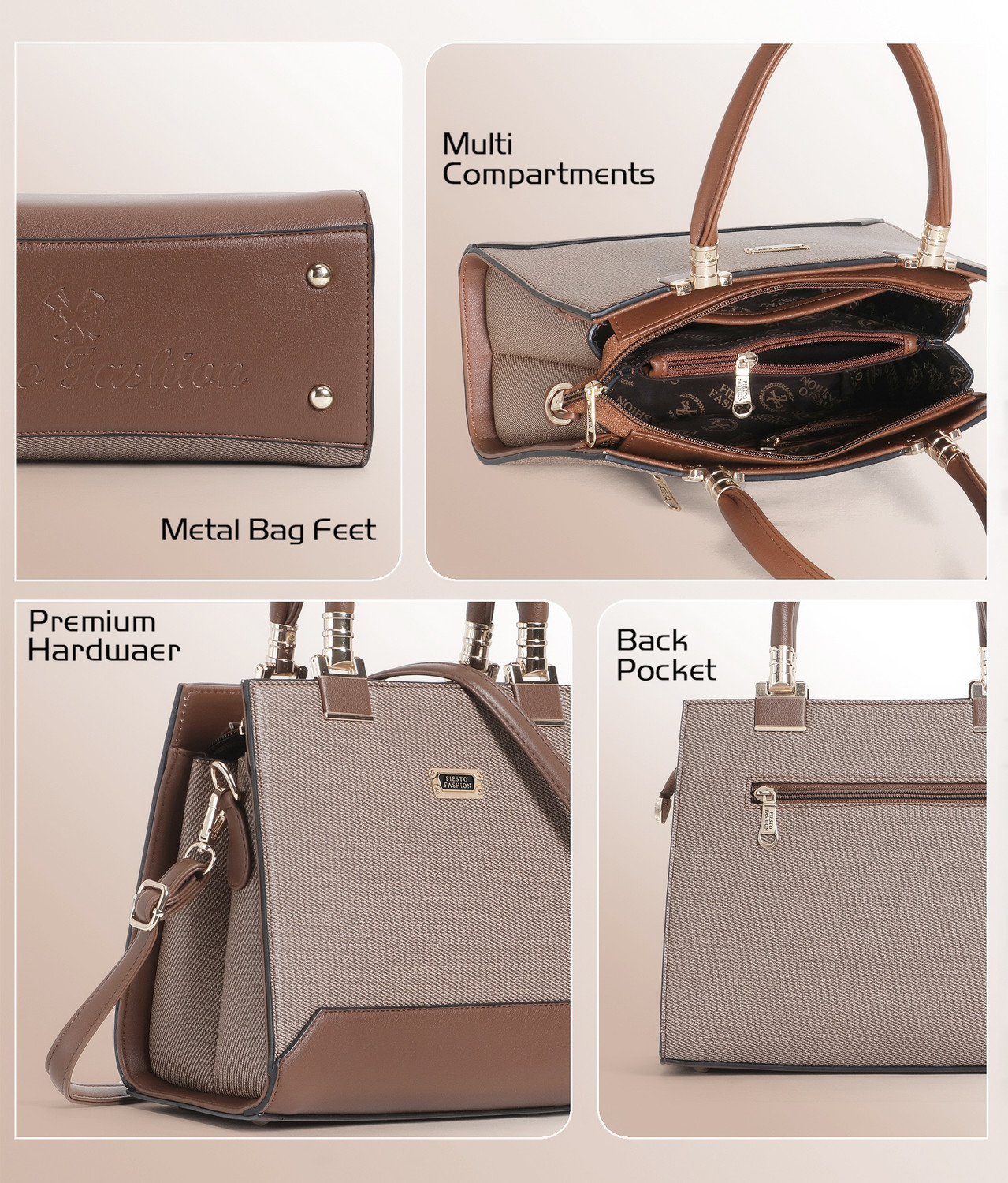 Image of Fiesto fashion Tan Women Hand-held Bag FIESTO-369-TAN