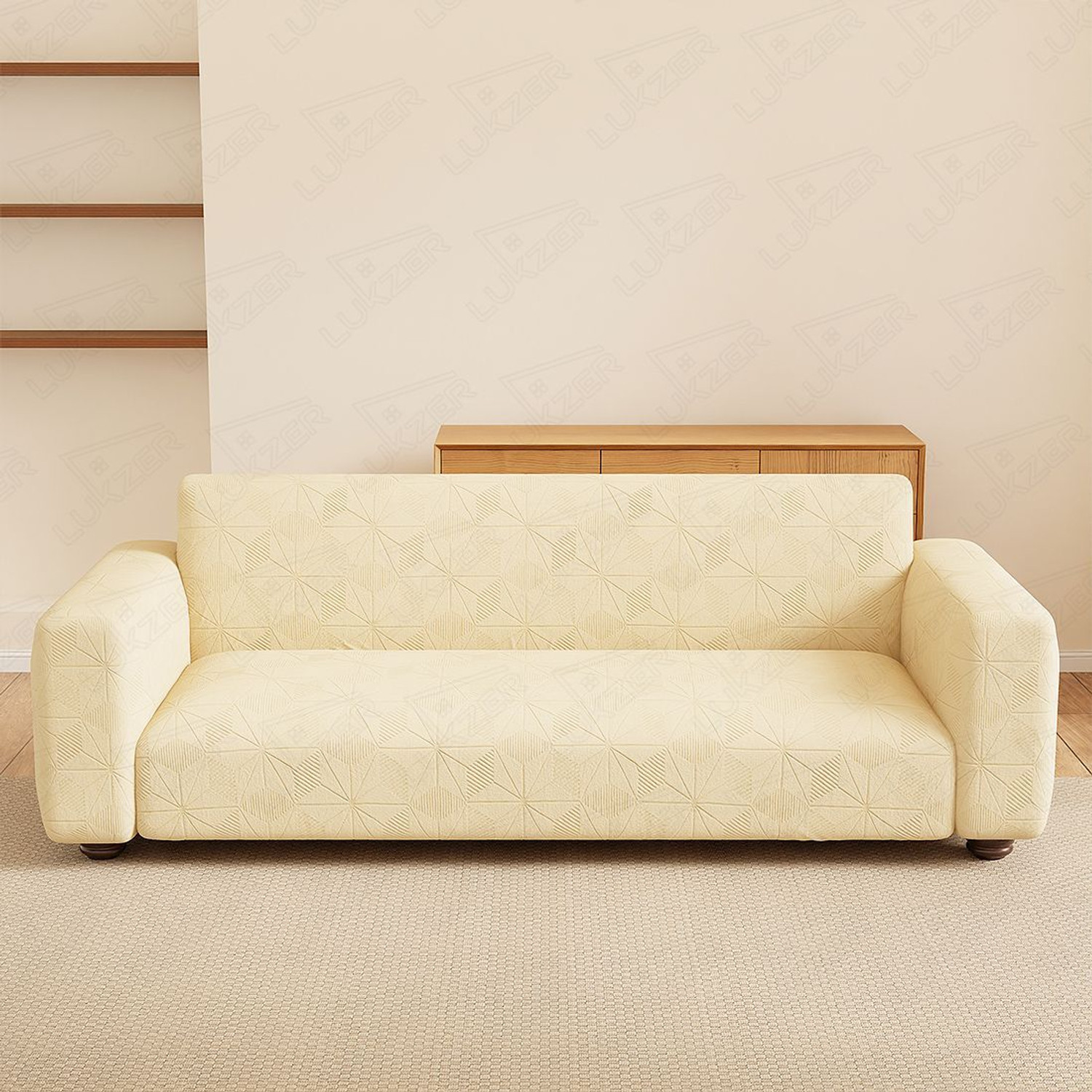 Image of LUKZER Jacquard 1 Seater Sofa Abstract Cover (Pack of 1 Pastel Green Leaf Trail)