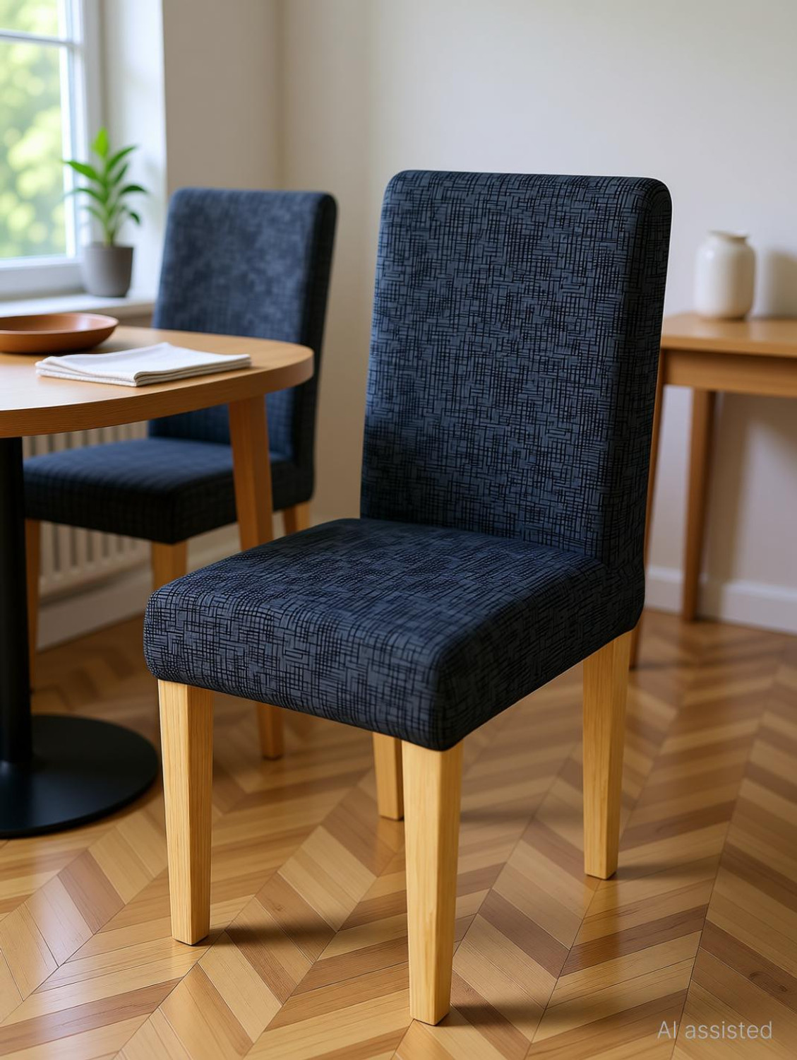 Image of Eleganta Polyester 1 Seater Chair Plain Cover (Pack of 1 Solid Black)