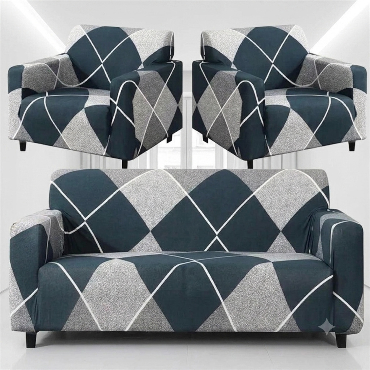 Image of MAYRAENT Polyester 2 Seater Sofa Floral Cover (Pack of 2 Multicolor)