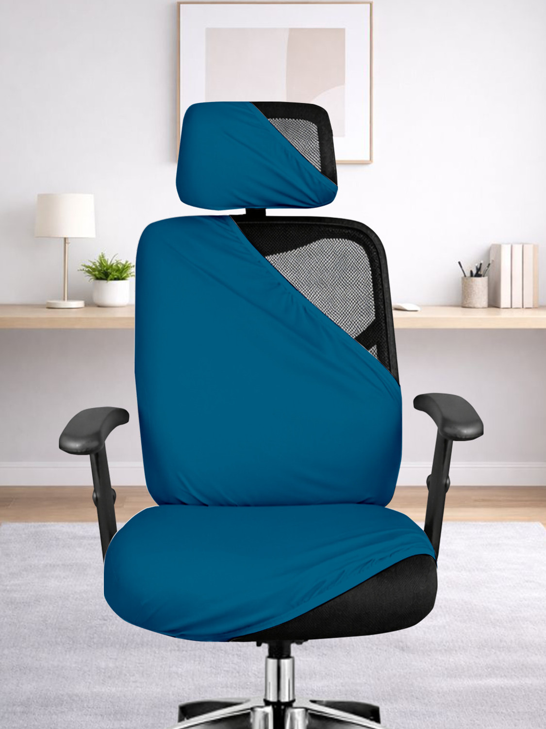 Image of Eleganta Polyester 1 Seater Chair Plain Cover (Pack of 1 Solid Black)
