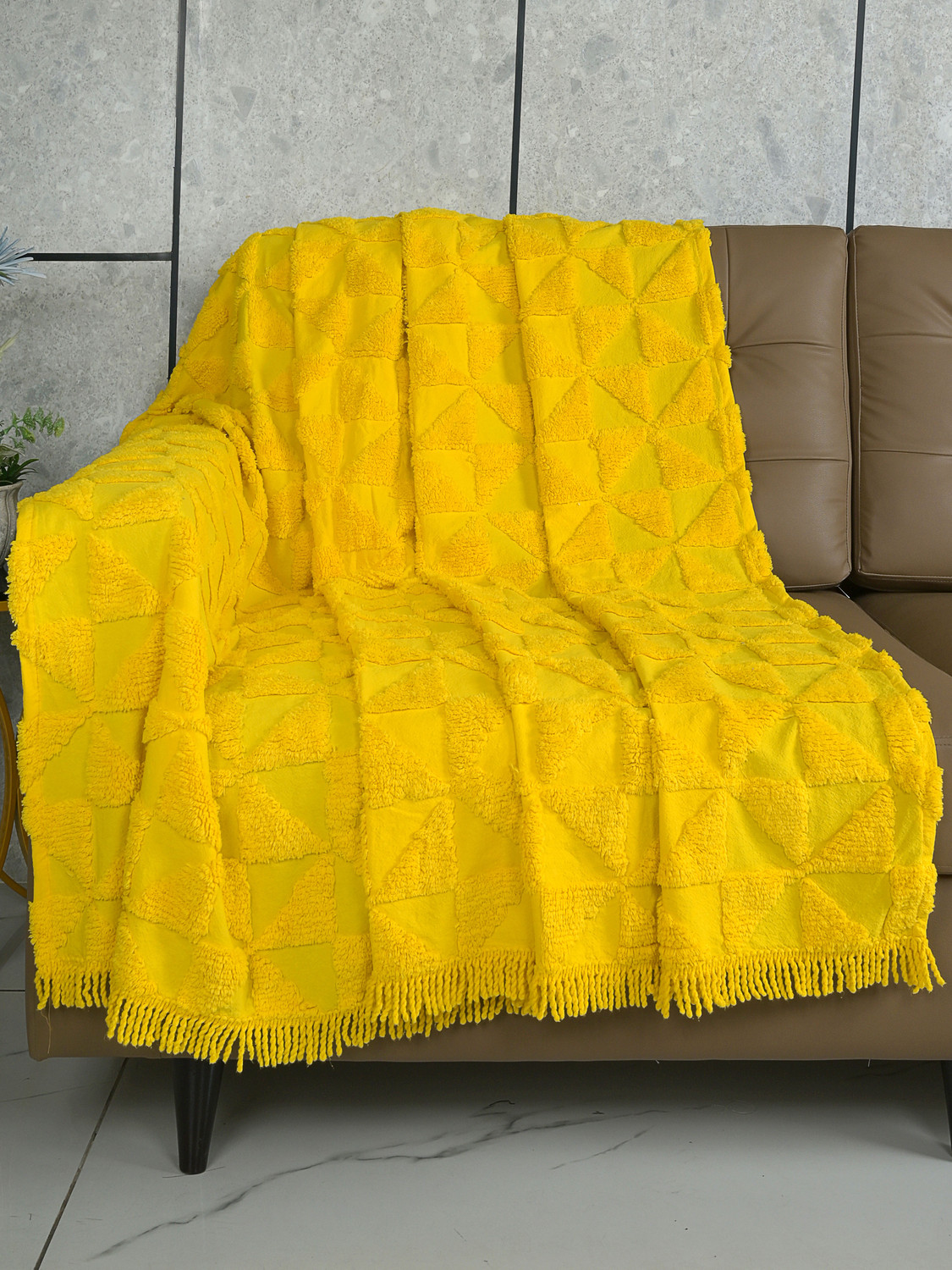 Image of Luxury Crafts Cotton 3+1+1 Seater Sofa Abstract Cover (Pack of 18 Blue)