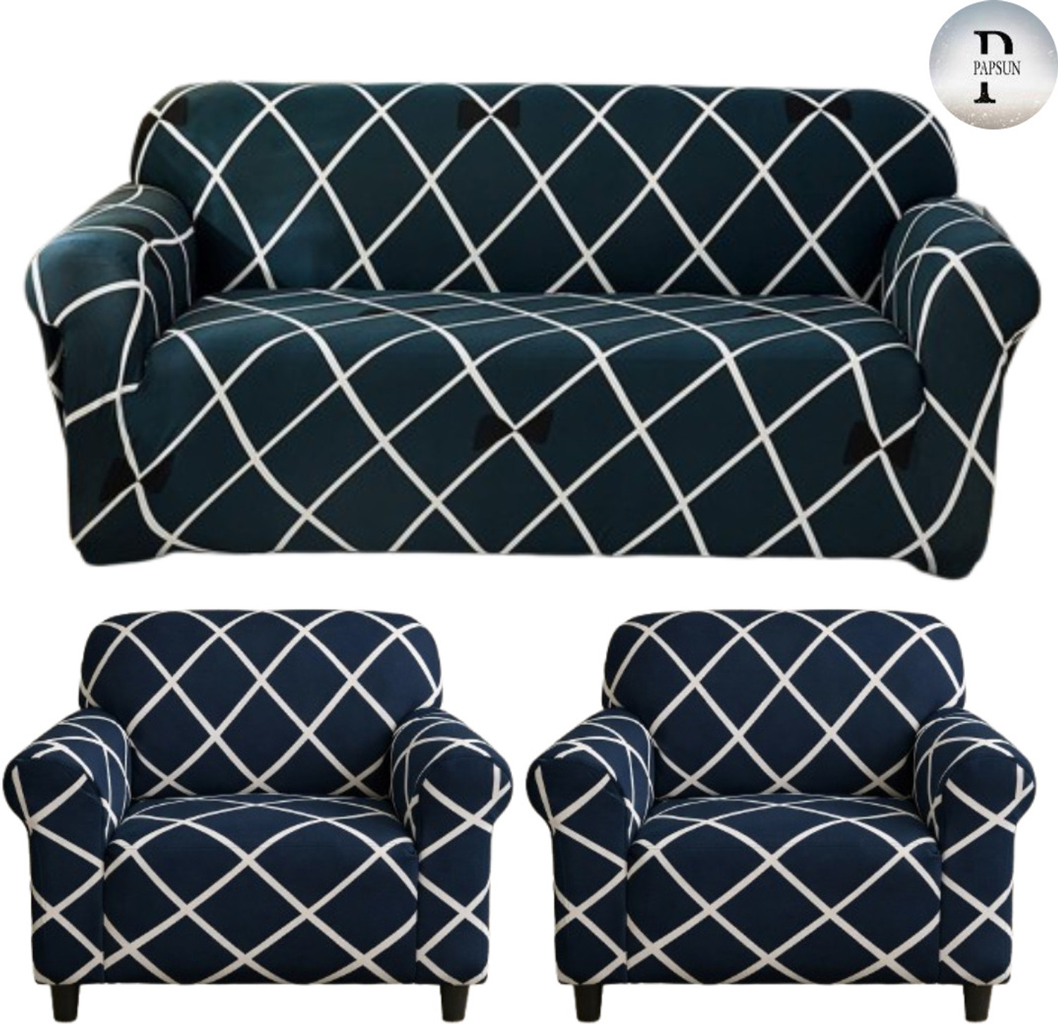 Papsun 3+1+1 Seater Polyester Sofa Cover - Image 1