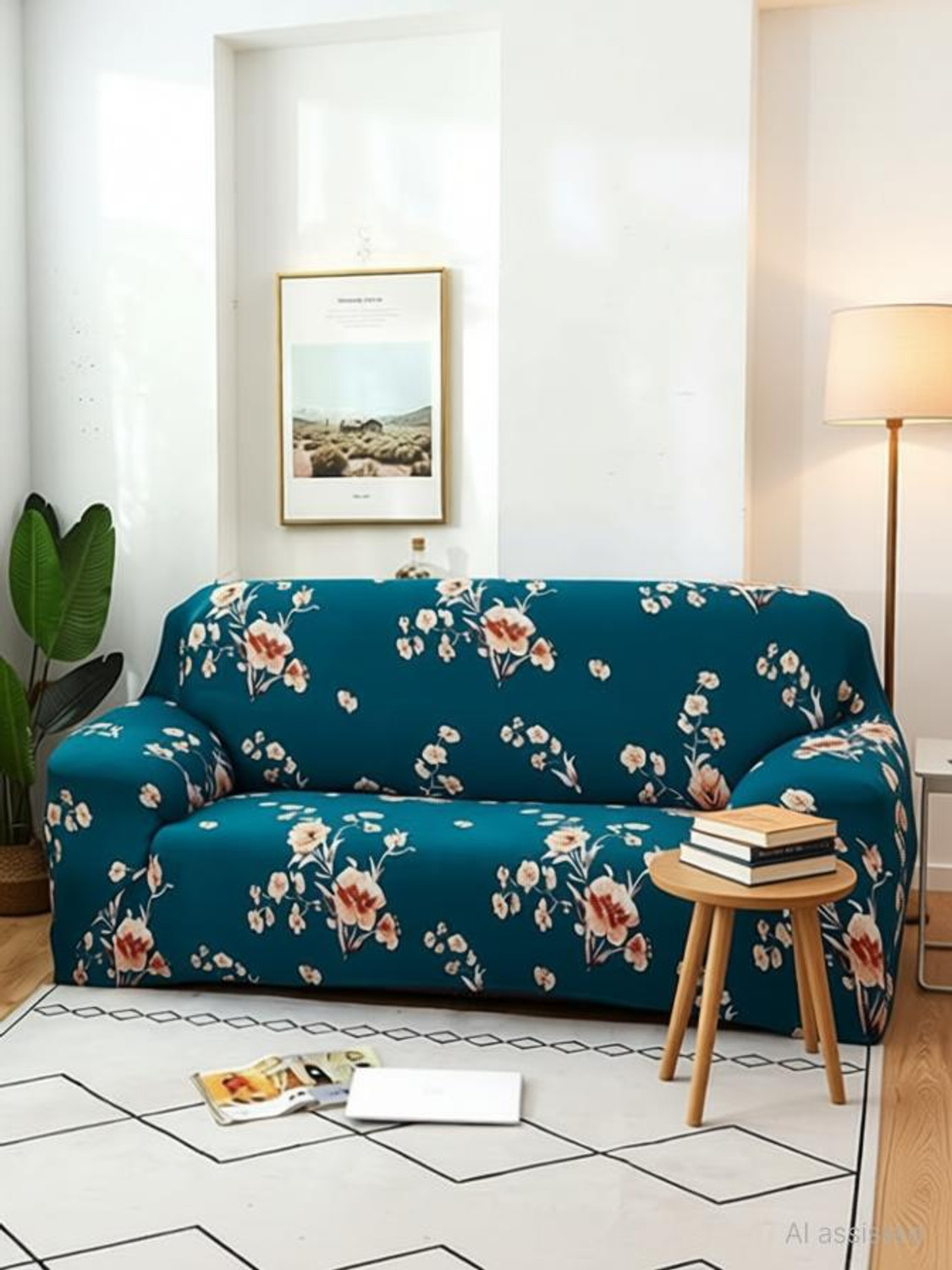 Image of MAYRAENT Polyester 2 Seater Sofa Floral Cover (Pack of 2 Multicolor)