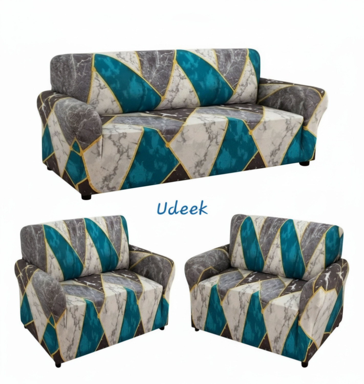 Image of igi Polyester 3+1+1 Seater Sofa Abstract Cover (Pack of 3 MULTICOLOR)