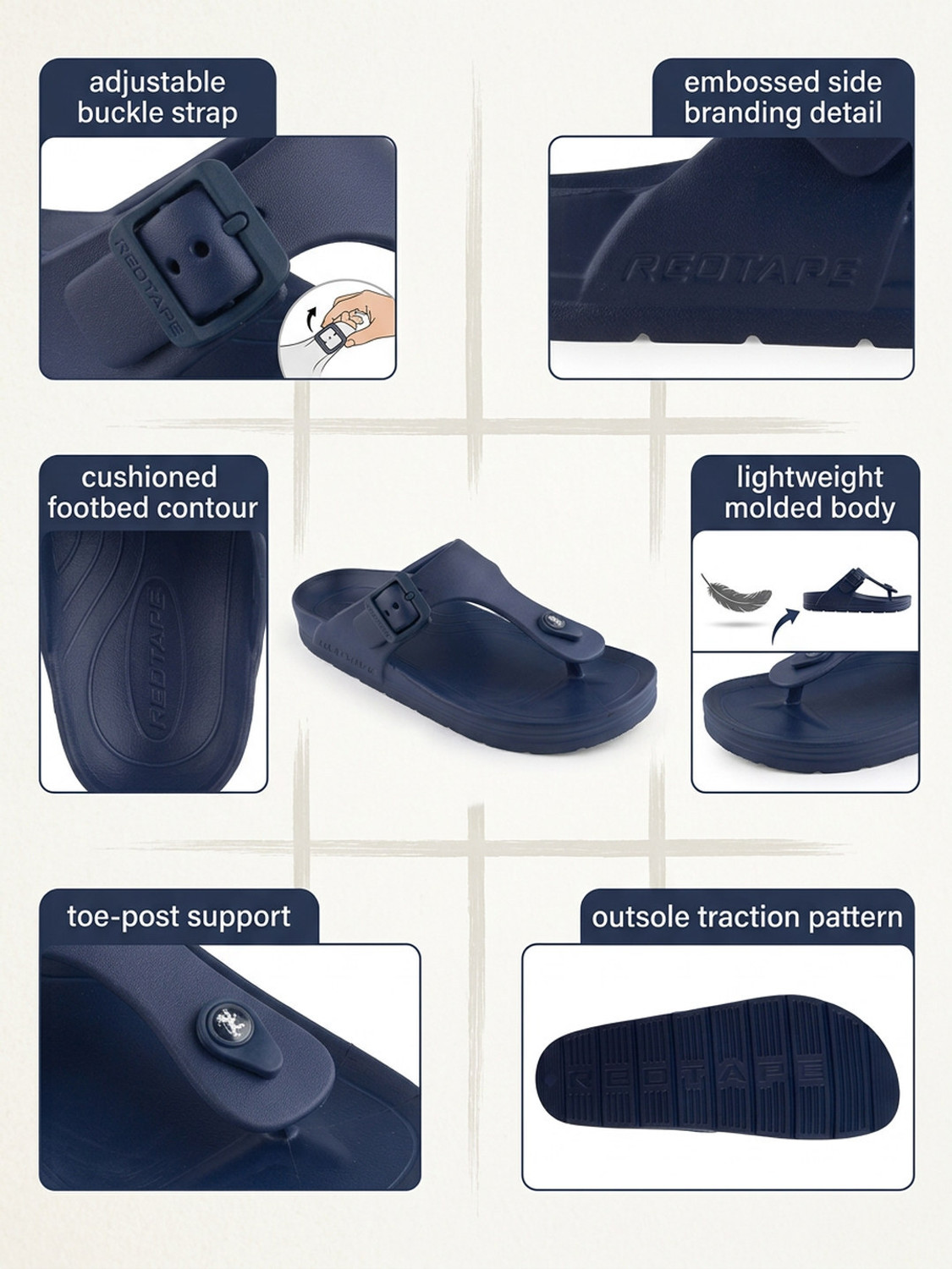 Image of RED TAPE Men Slides (Navy , 11)