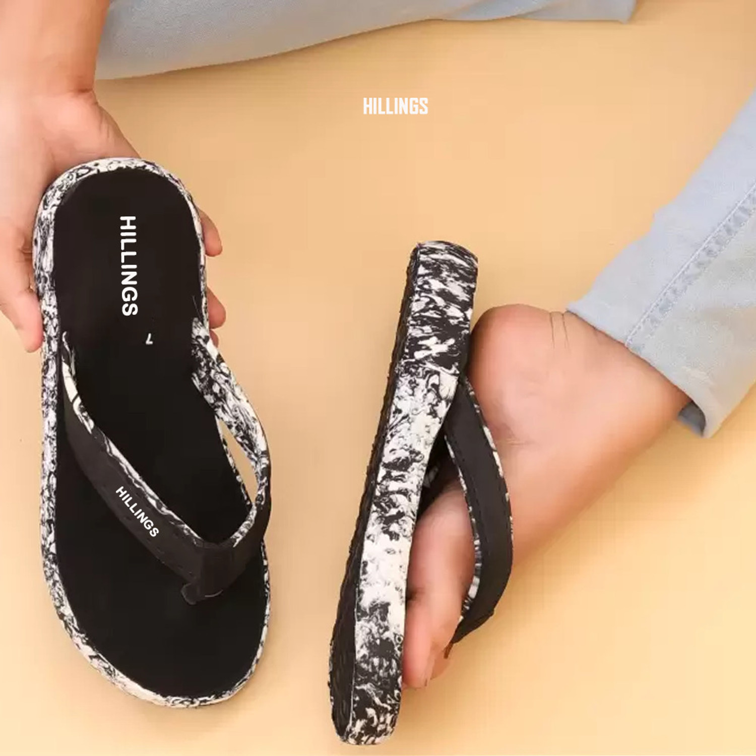 Image of Hillings Women's Comfortable Stylish and Trending Flip Flops Women Flip Flops (Black , 5)