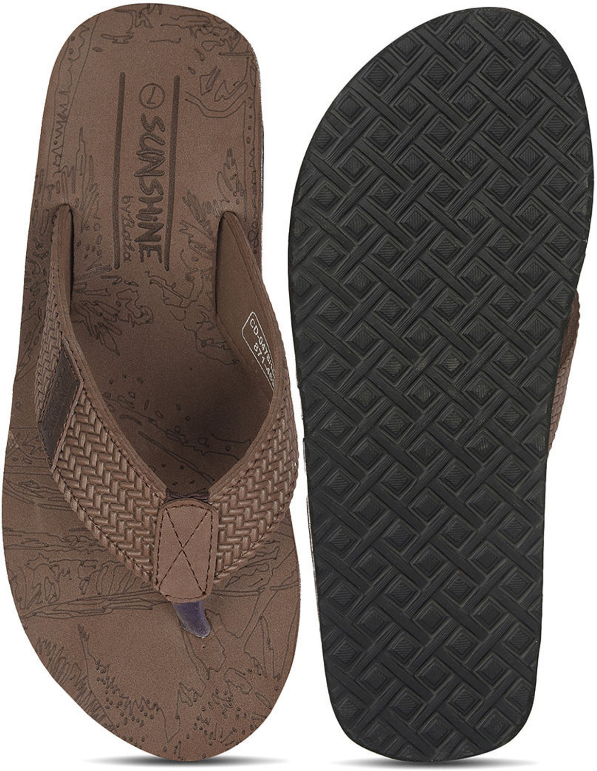 Image of Bata Men Flip Flops (Brown , 7)