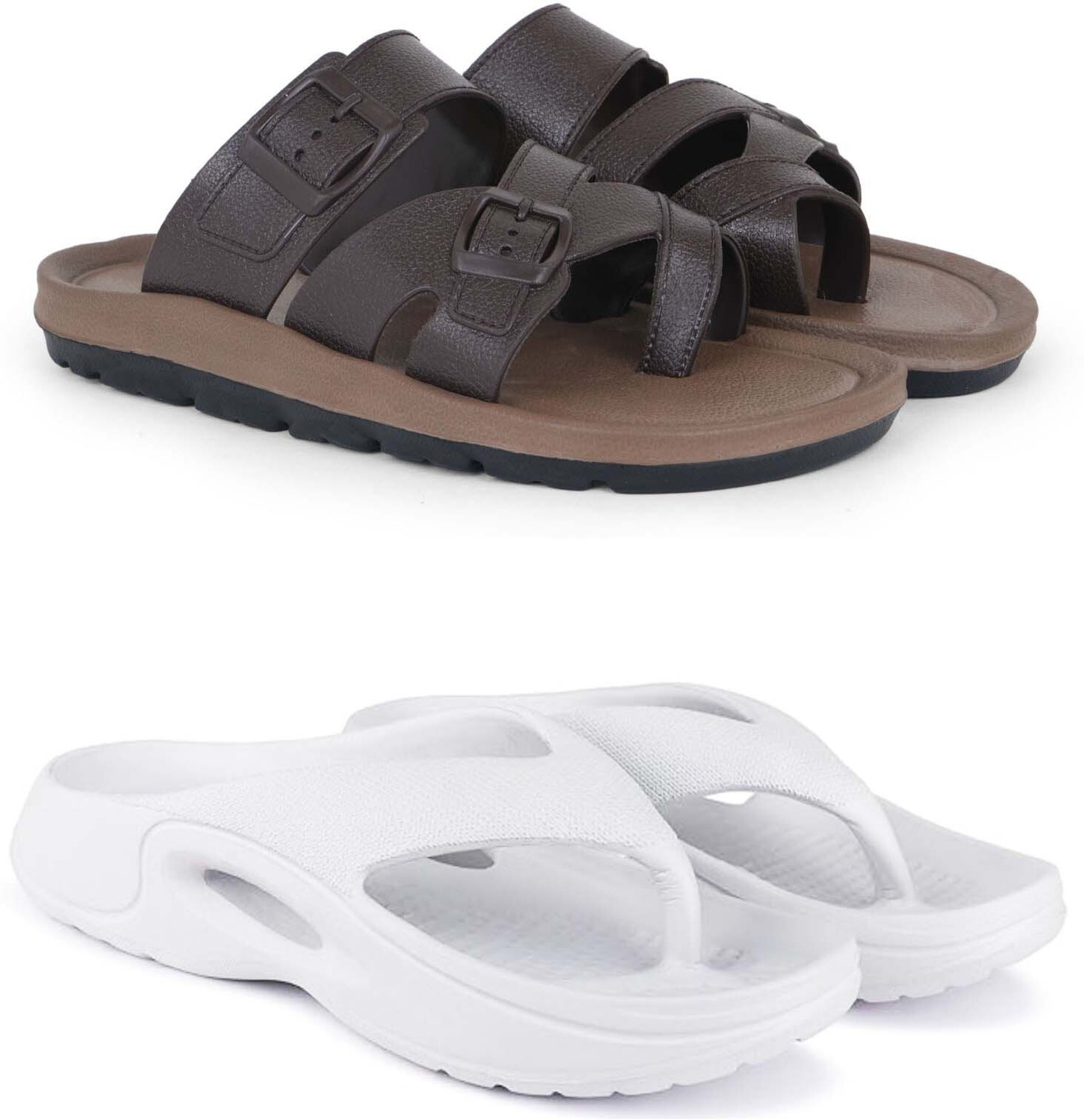 Image of FEEL TIME Men Flip Flops (Grey , 7)