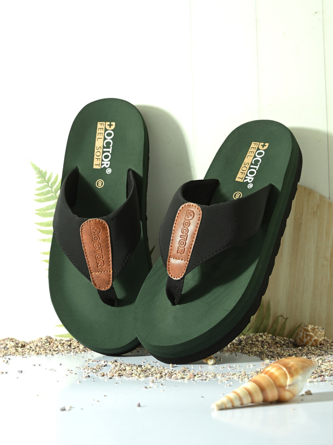 Image of FLITE Men Slippers (Brown, Green , 8)