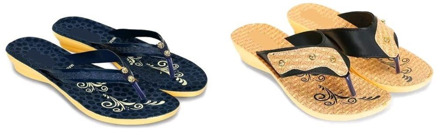 Image of Aaska Women Slippers (Black, Green , 6)