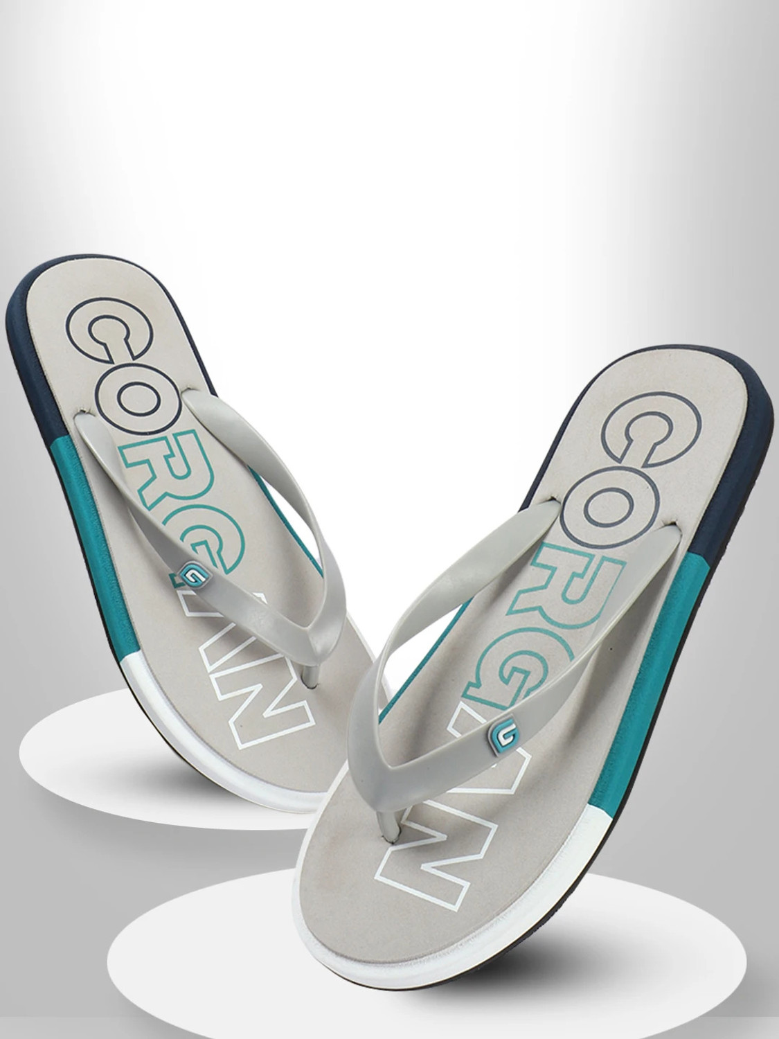 Image of G NXT Men Flip Flops (Blue, Brown, Grey , 7)