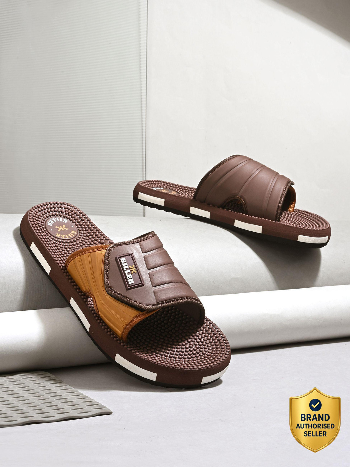 Image of FLITE Men Slides (Grey, Black , 6)