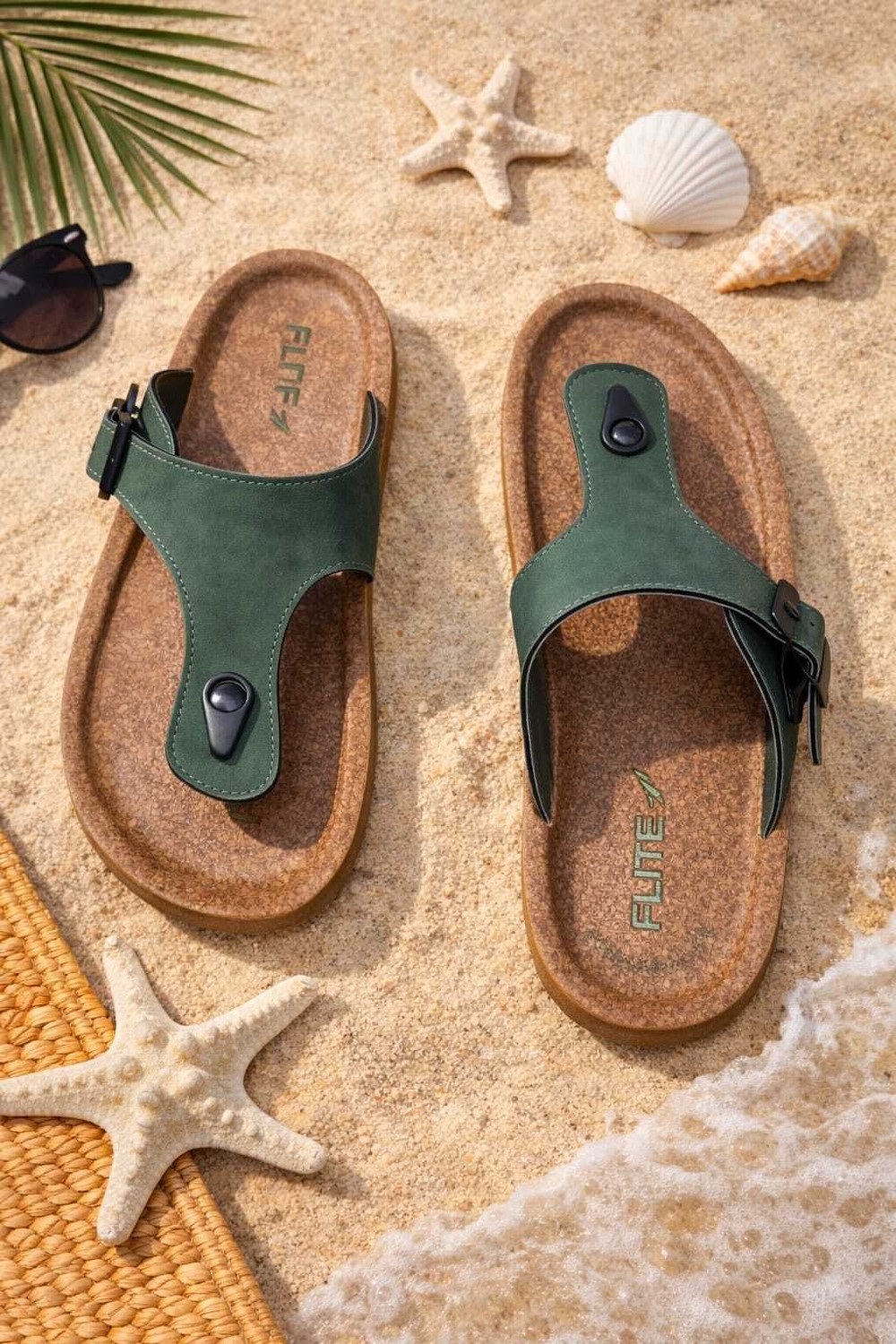Image of FLITE Men Slippers (Brown, Green , 8)
