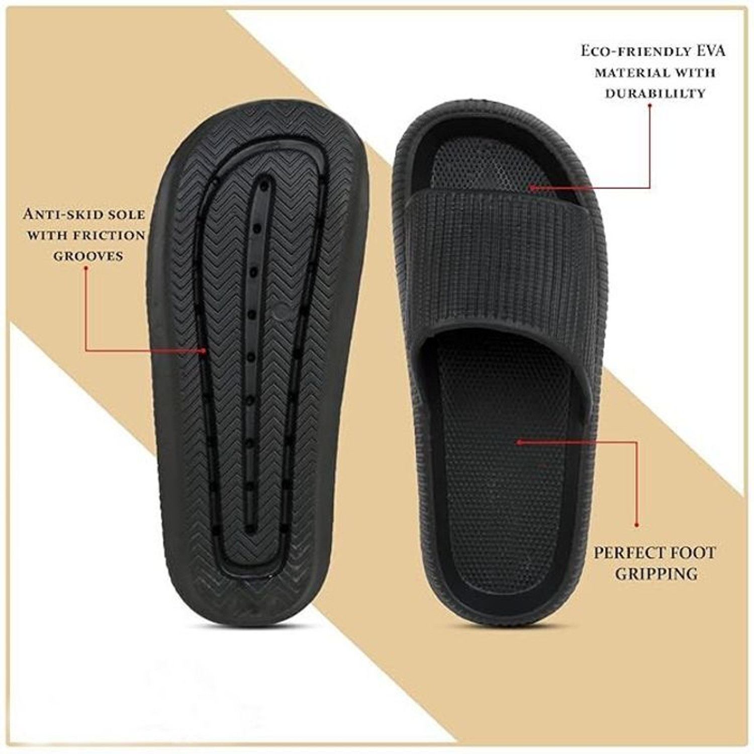 Image of Dee Rook Men Slides (Black , 10)