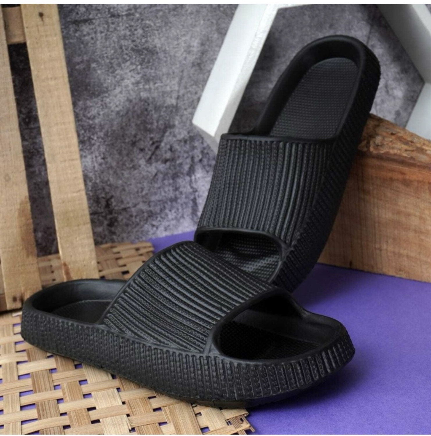 Image of Dee Rook Men Slides (Black , 10)