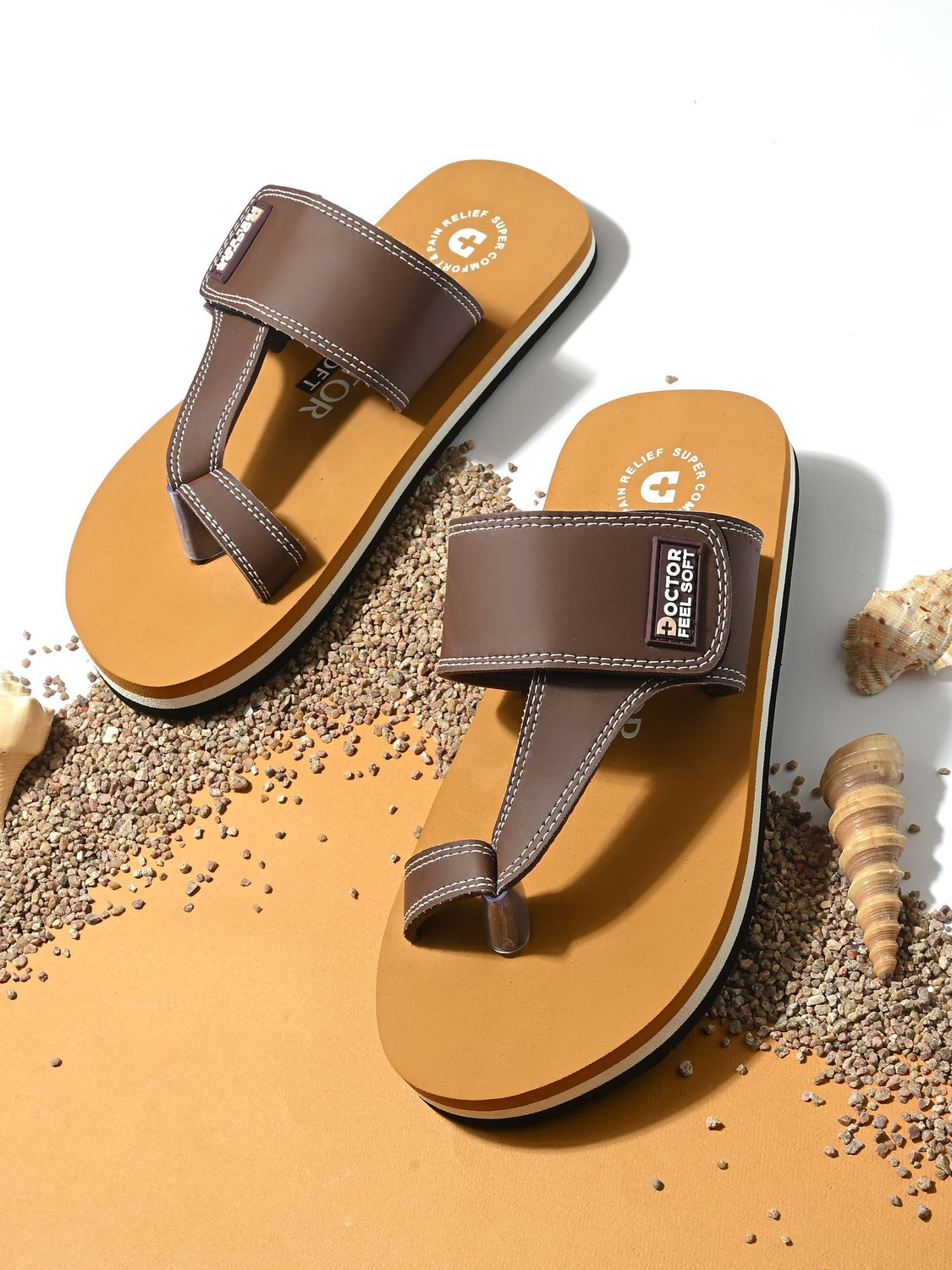 Image of Beto Plus Men Flip Flops (Brown , 10)
