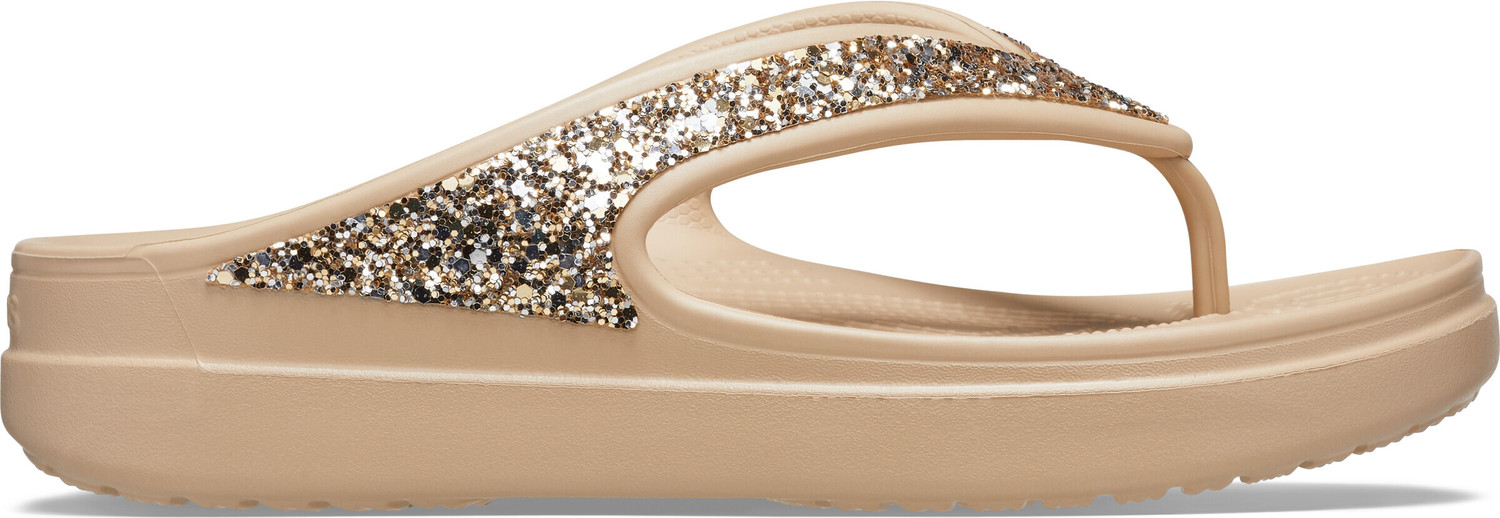 Image of CROCS Women's Baya Platform Glitter Women Flip Flops (Black , 9 UK /India)