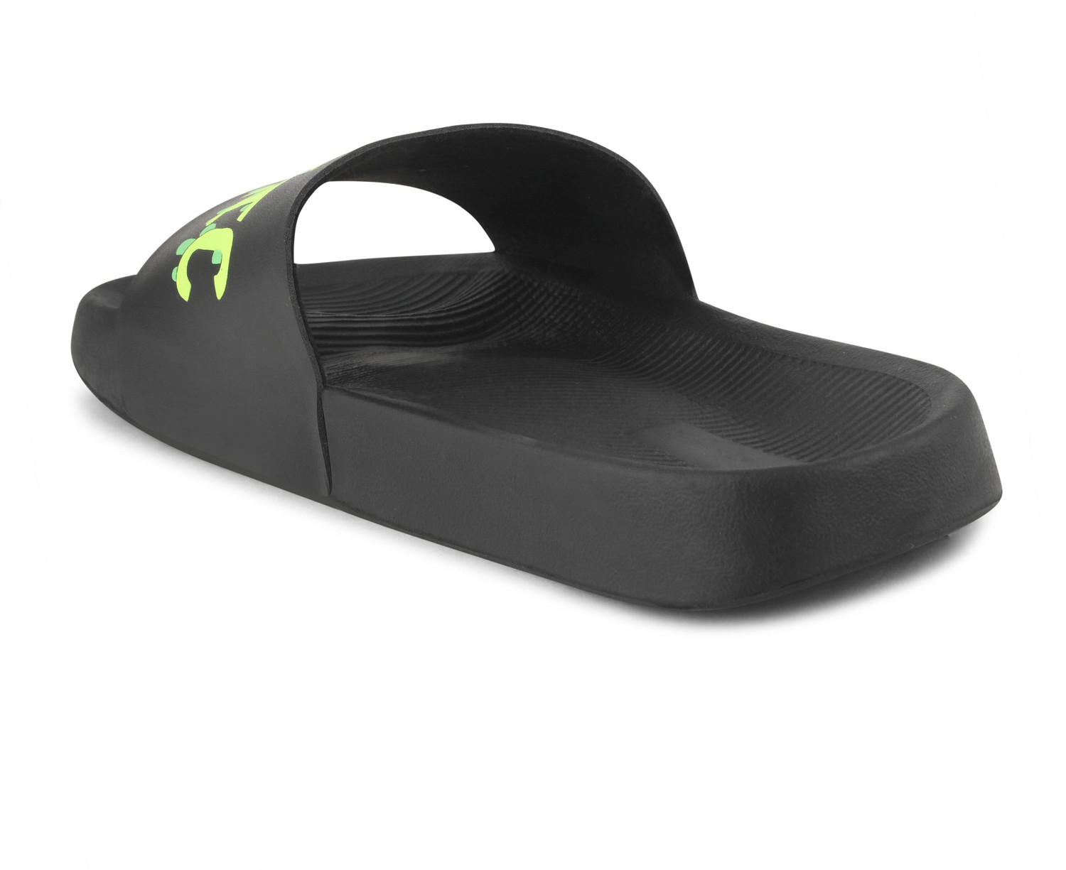 Image of Foot Print Men Slides (Black, Green , 9)