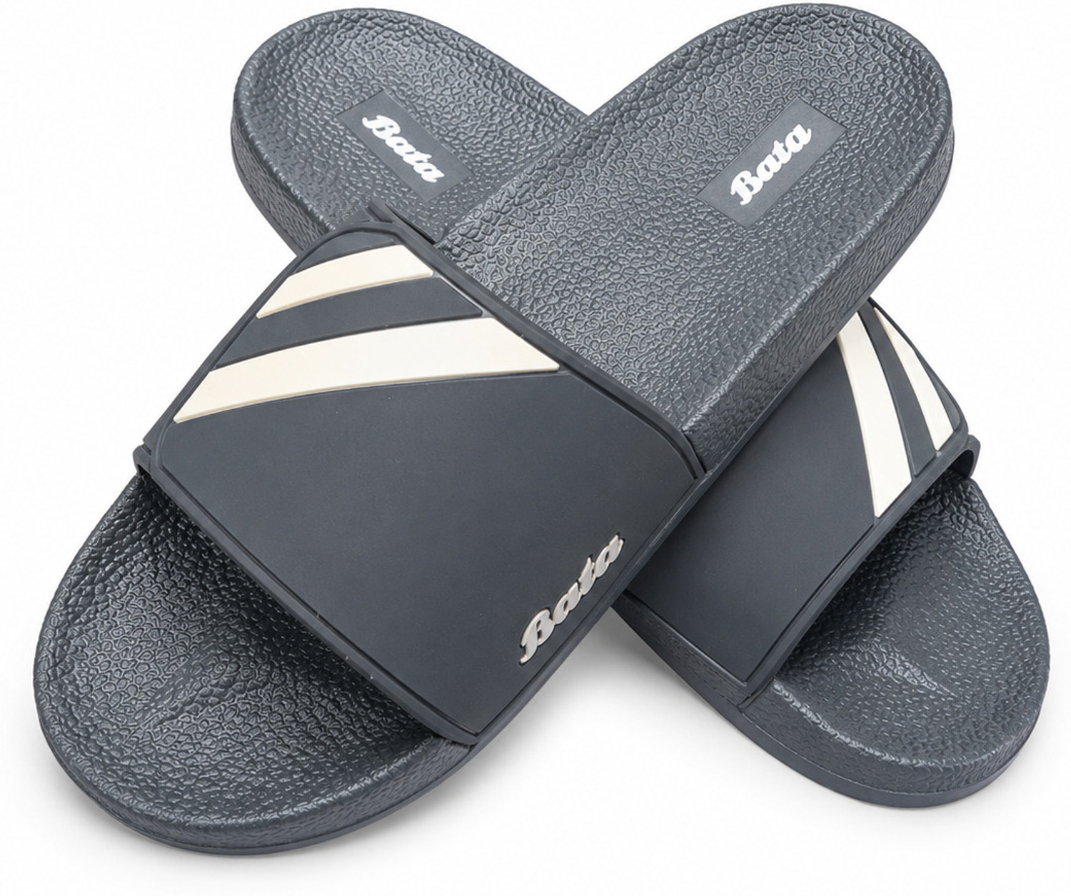 Image of Bata Men Flip Flops (Grey, Off White , 7)