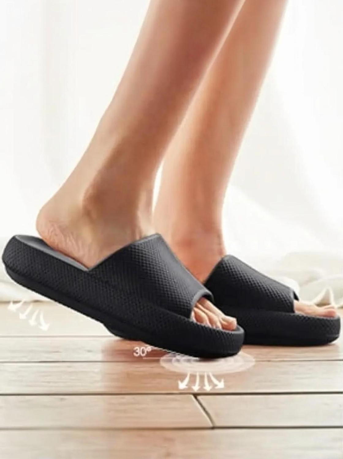 Image of RED TAPE Men Slides (Black , 9)