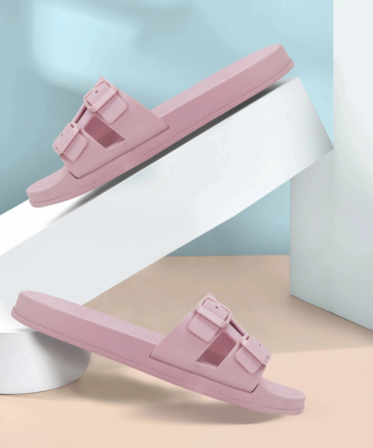 Image of HELEEY Women Slides (Beige , 5)