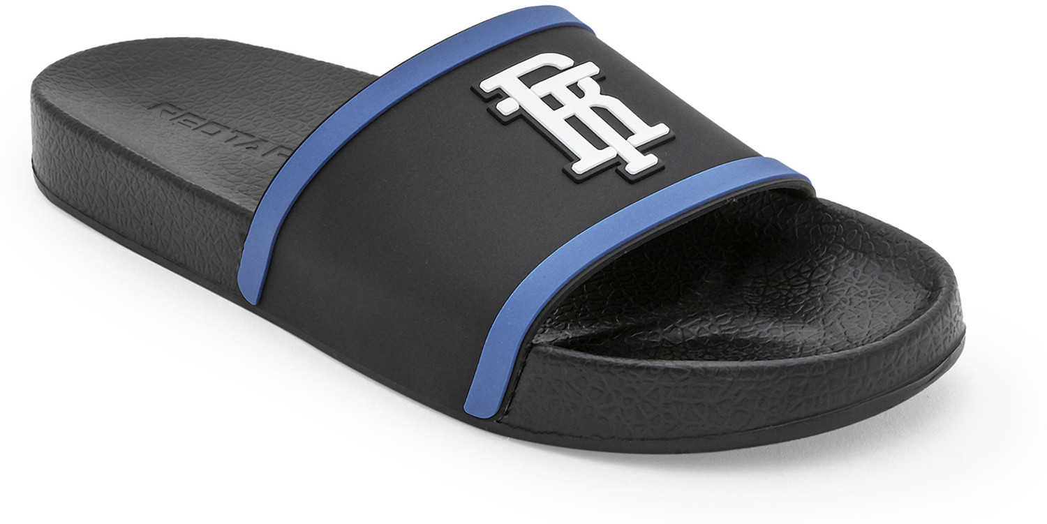Image of RED TAPE Men Slides (Black, Blue , 6)