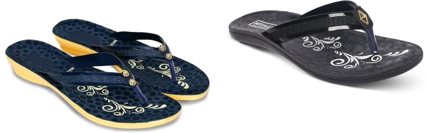 Image of Aaska Women Slippers (Black, Green , 6)