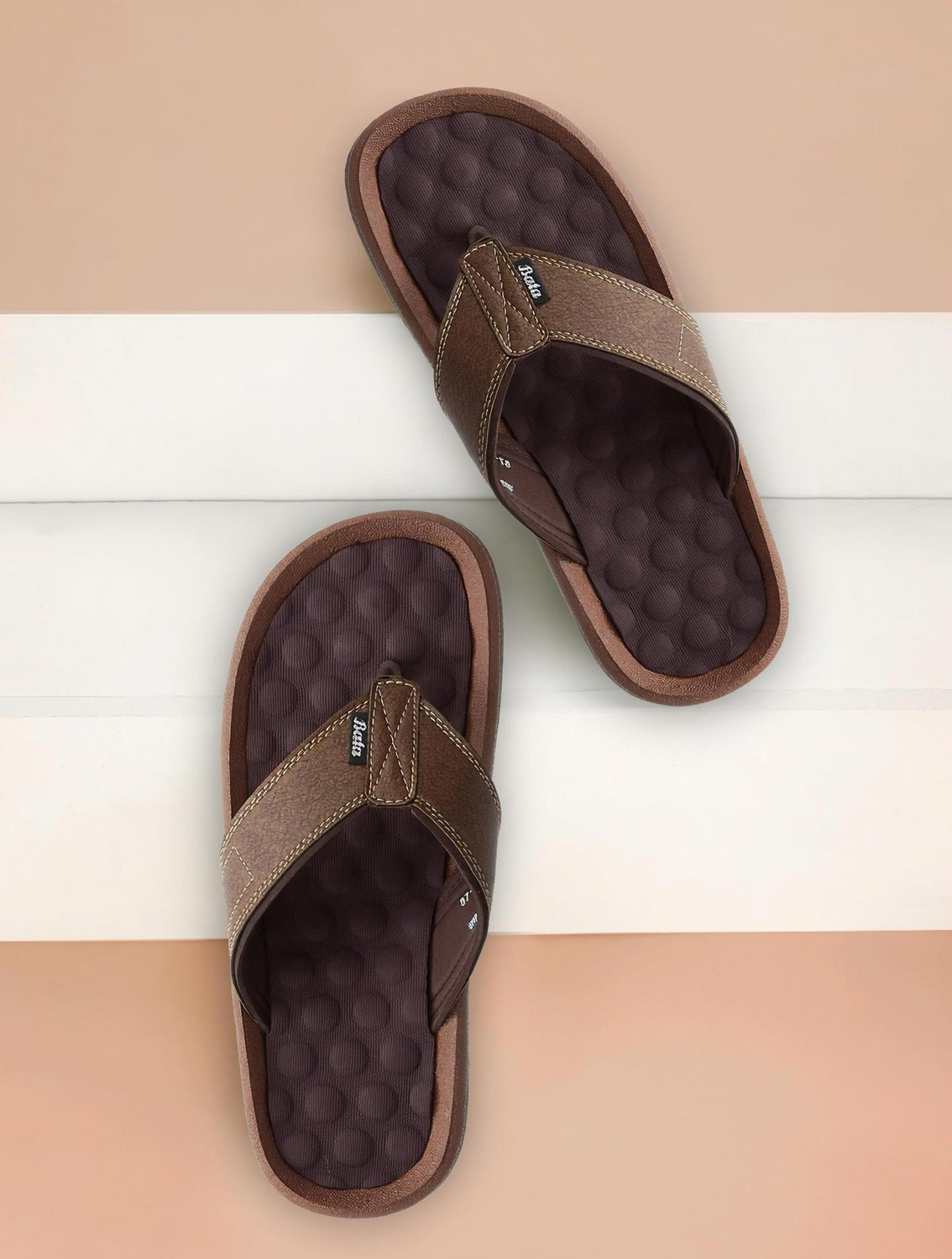Image of Bata Men Flip Flops (Brown , 7)
