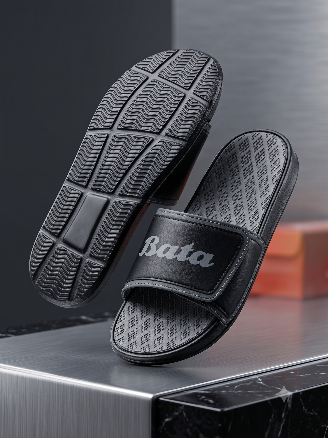 Bata Men Slippers Black Size 7 - Image 1
