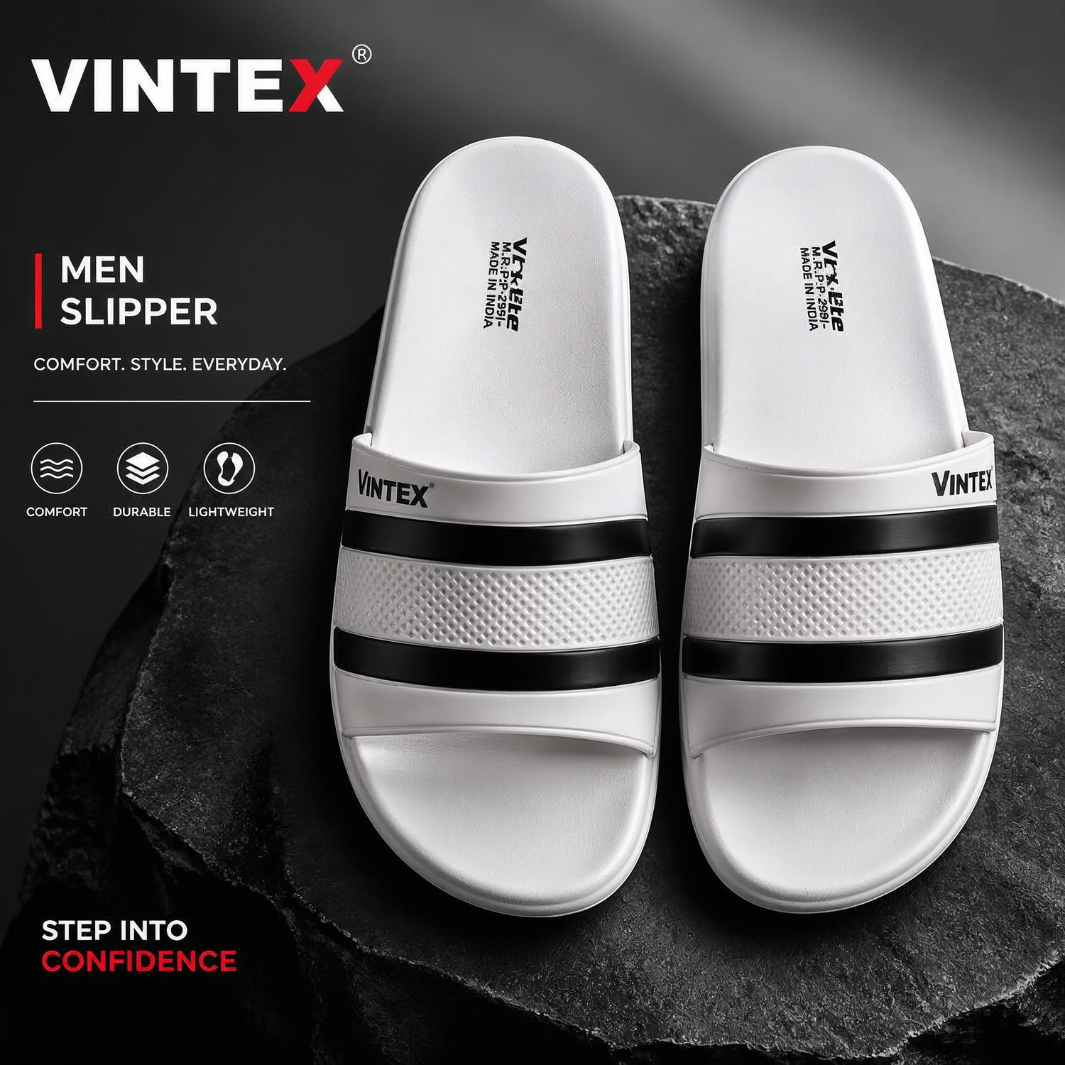 Vintex Men Slides White Size 6 - Image 1