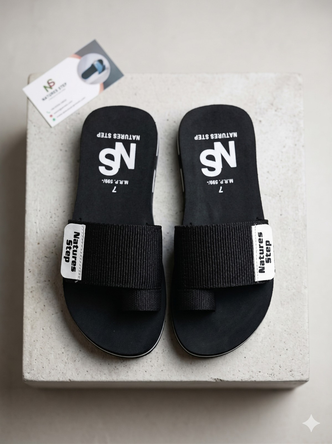 natures step Men Flip Flops Black Size 7 - Image 1