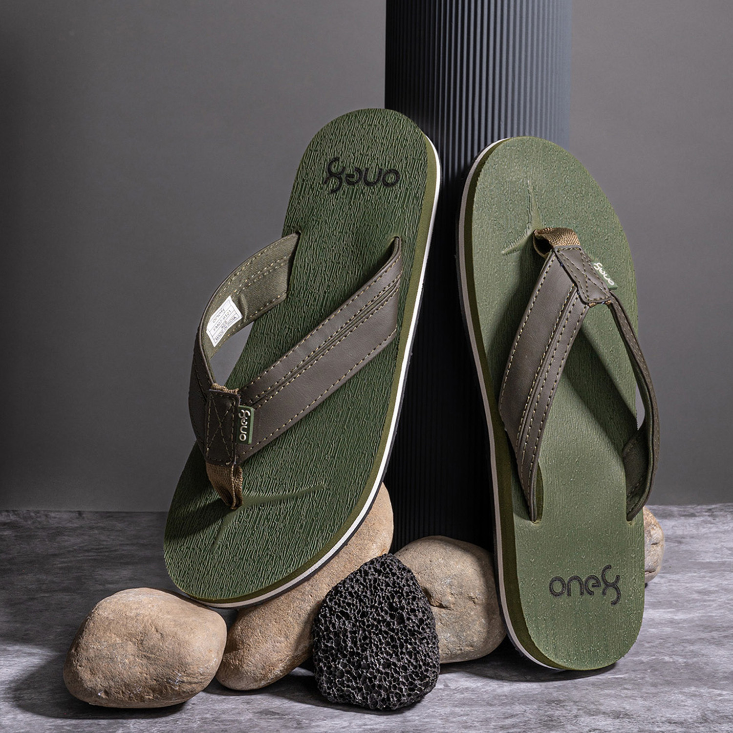 Image of one8 By Virat Kohli Men's Comfortbale Lightweight Slip-Resistant Flip-Flops, Slippers Men Flip Flops (Olive , 10)