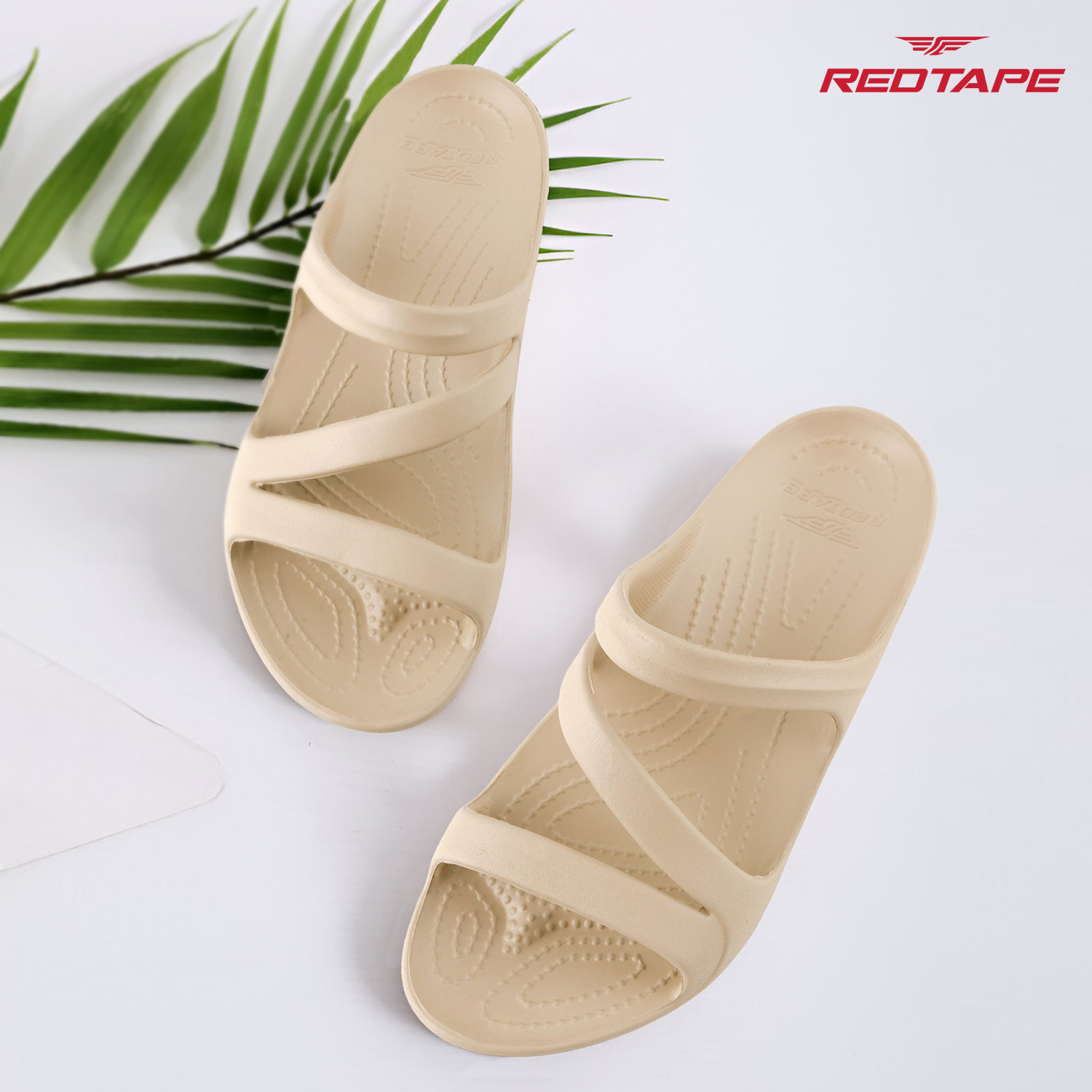 Image of RED TAPE Women Slides (Beige , 5)
