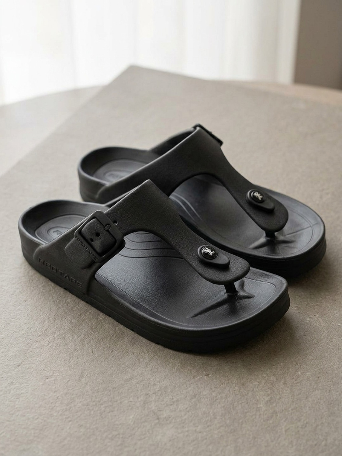 Image of RED TAPE Men Slides (Black , 11)
