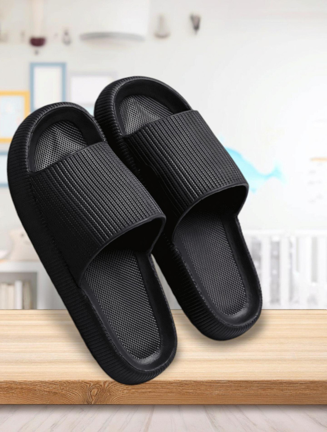 Image of Dee Rook Men Slides (Black , 10)