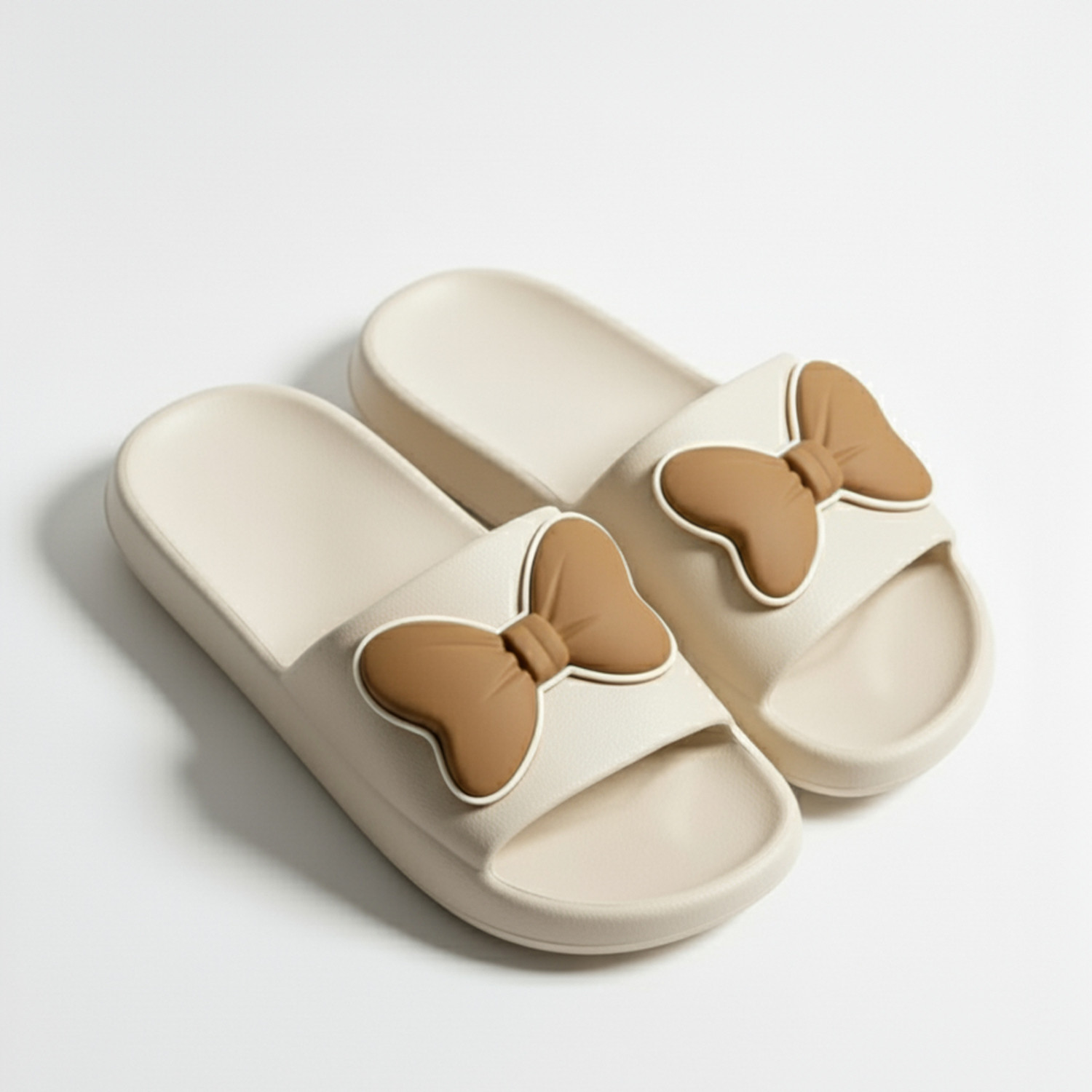 Image of HELEEY Women Slides (Beige , 5)