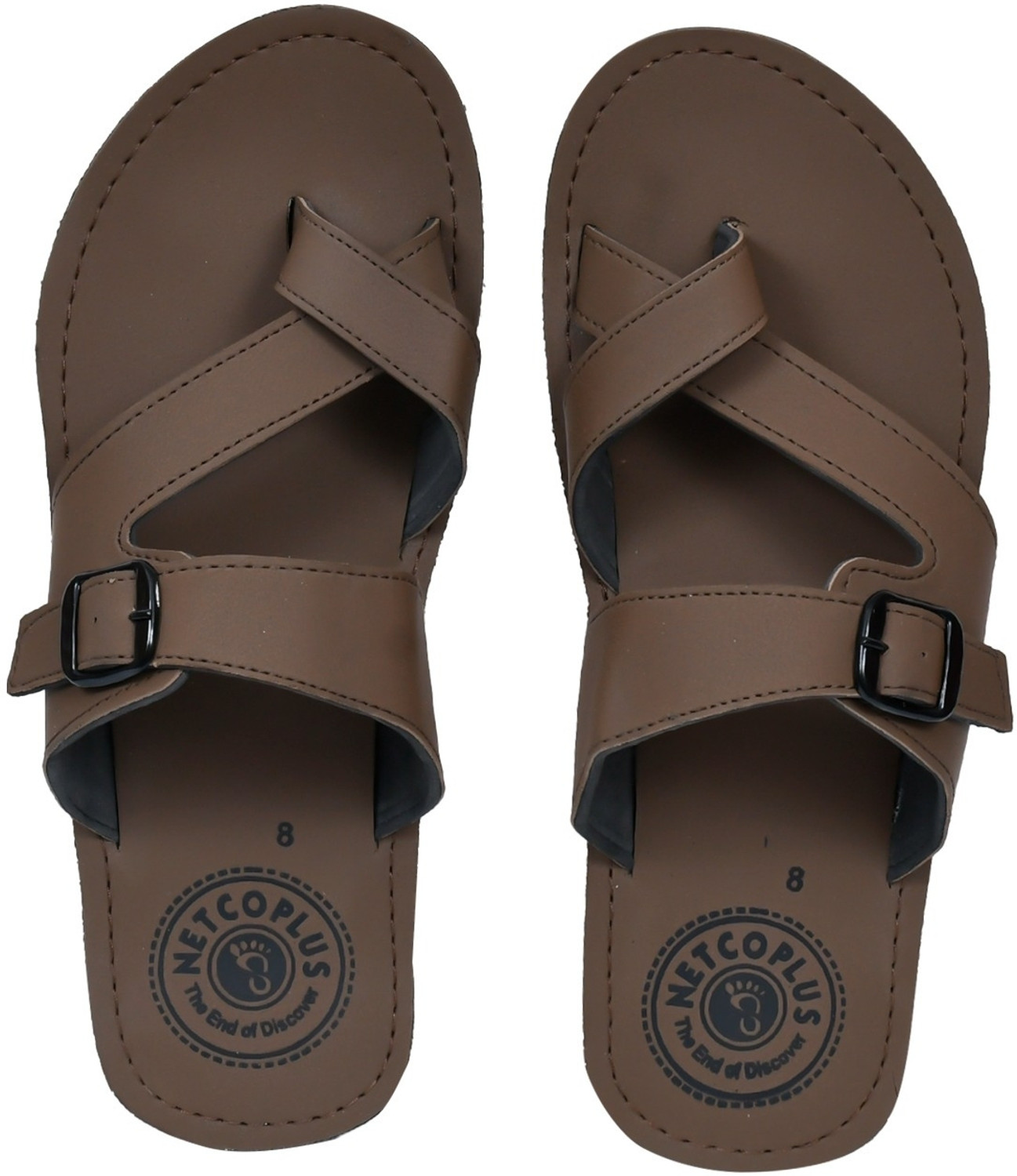 Image of Beto Plus Men Flip Flops (Brown , 10)