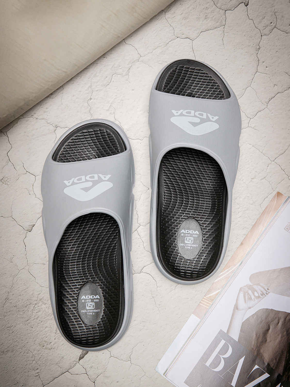 Image of Adda Men Slides (White, Black , 7)