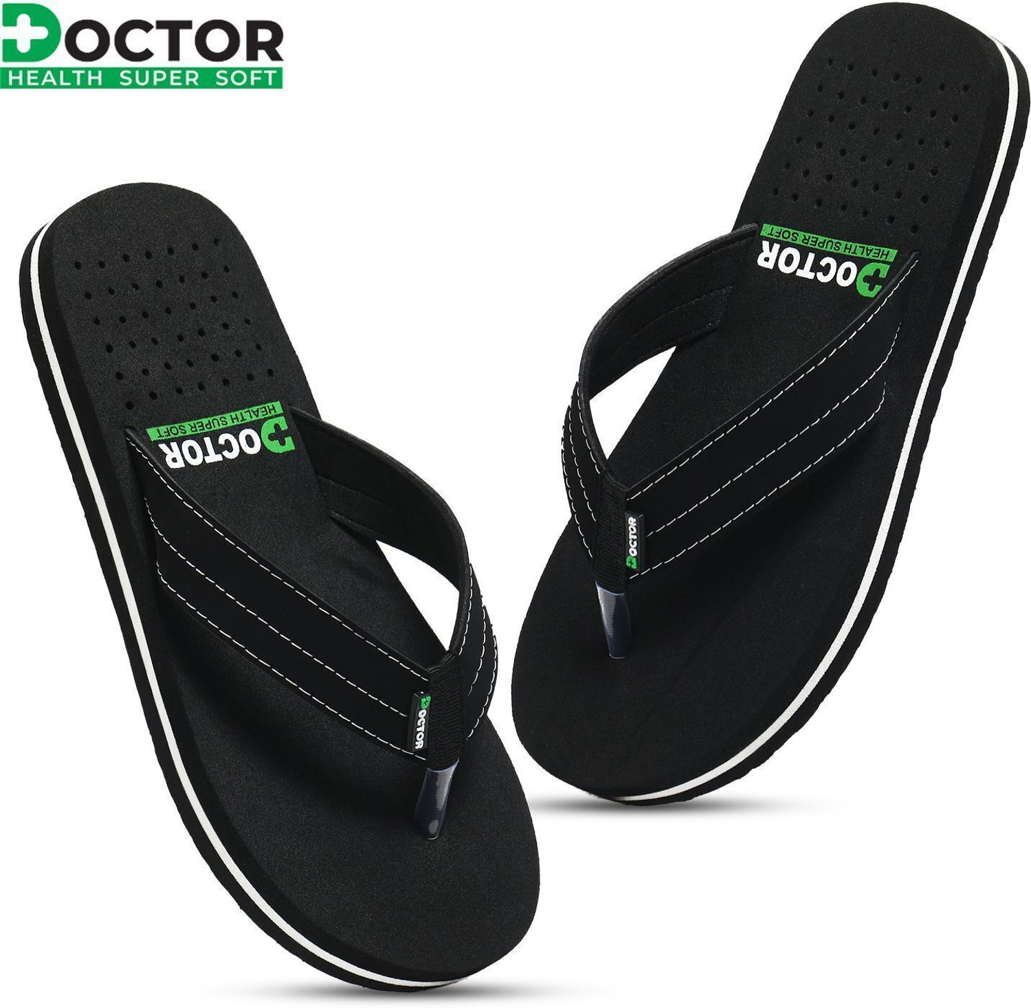 Image of Doctor Health Super Soft Premium Soft Comfortable Orthopaedic Diabetic Lightweight Antiskid Men Slippers (Black , 11)