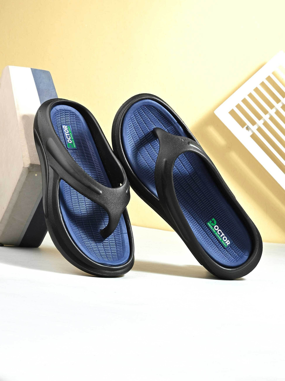 Image of Doctor Health Super Soft Men's Orthopedic Slippers | Soft Cushion, Lightweight, Doctor Recommended Design Men Slippers (Navy , 10)