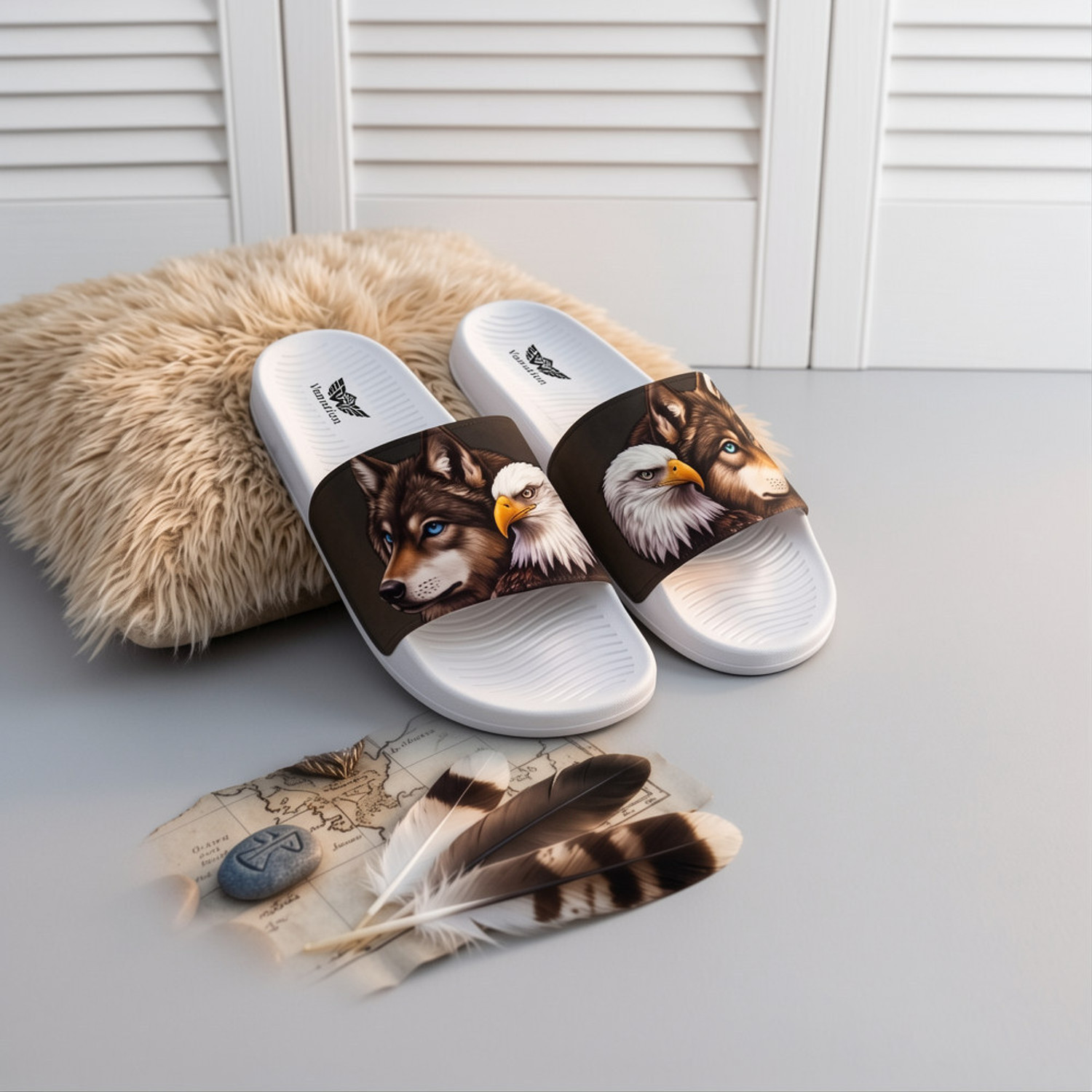 Image of NAYRA CROWN Men Slides (Black , 7)