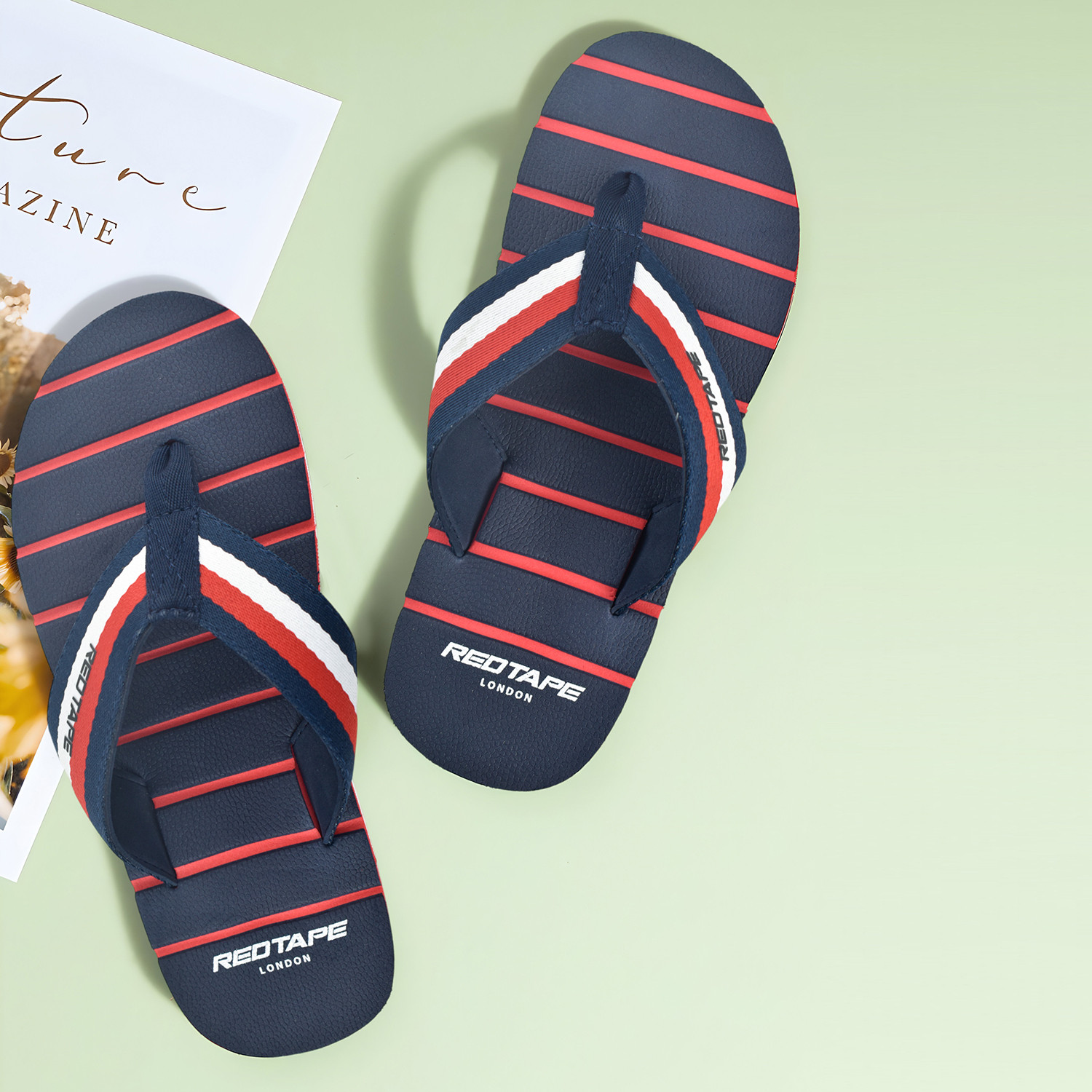 Image of RED TAPE Men Slides (Off White , 7)