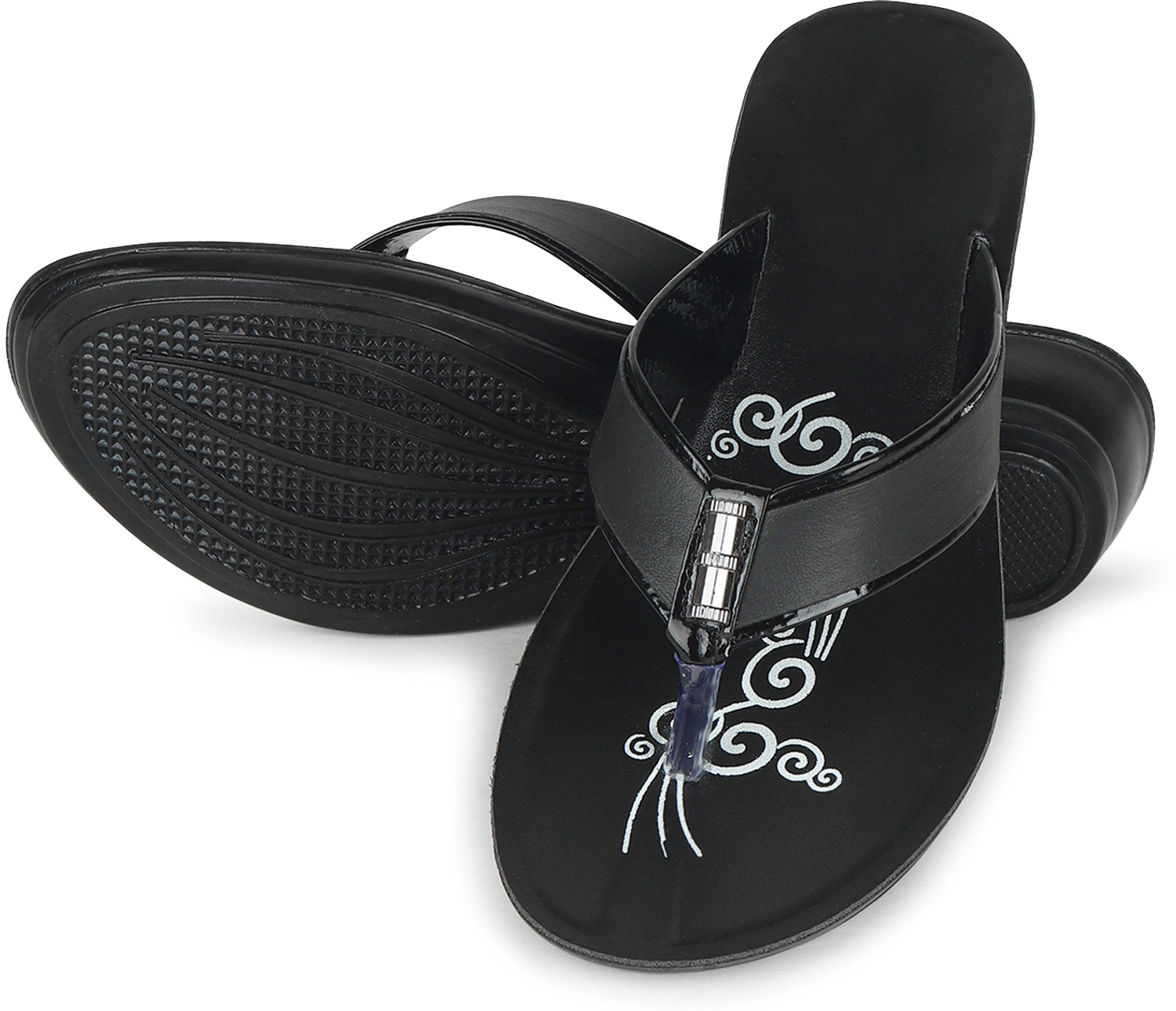 Image of Aaska Women Slippers (Black, Green , 6)